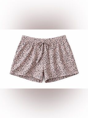 Volcom Floral Drawstring Shorts Large Blush Pink Lightweight Lounge